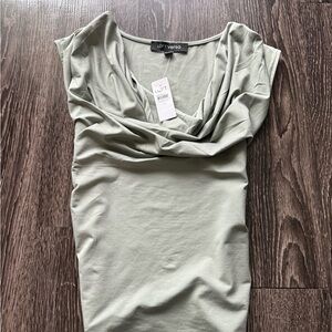 LOFT Sage Green Draped Cowl Neck Camisole